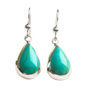 Simulated Green Turquoise Sterling Silver Teardrop Earrings